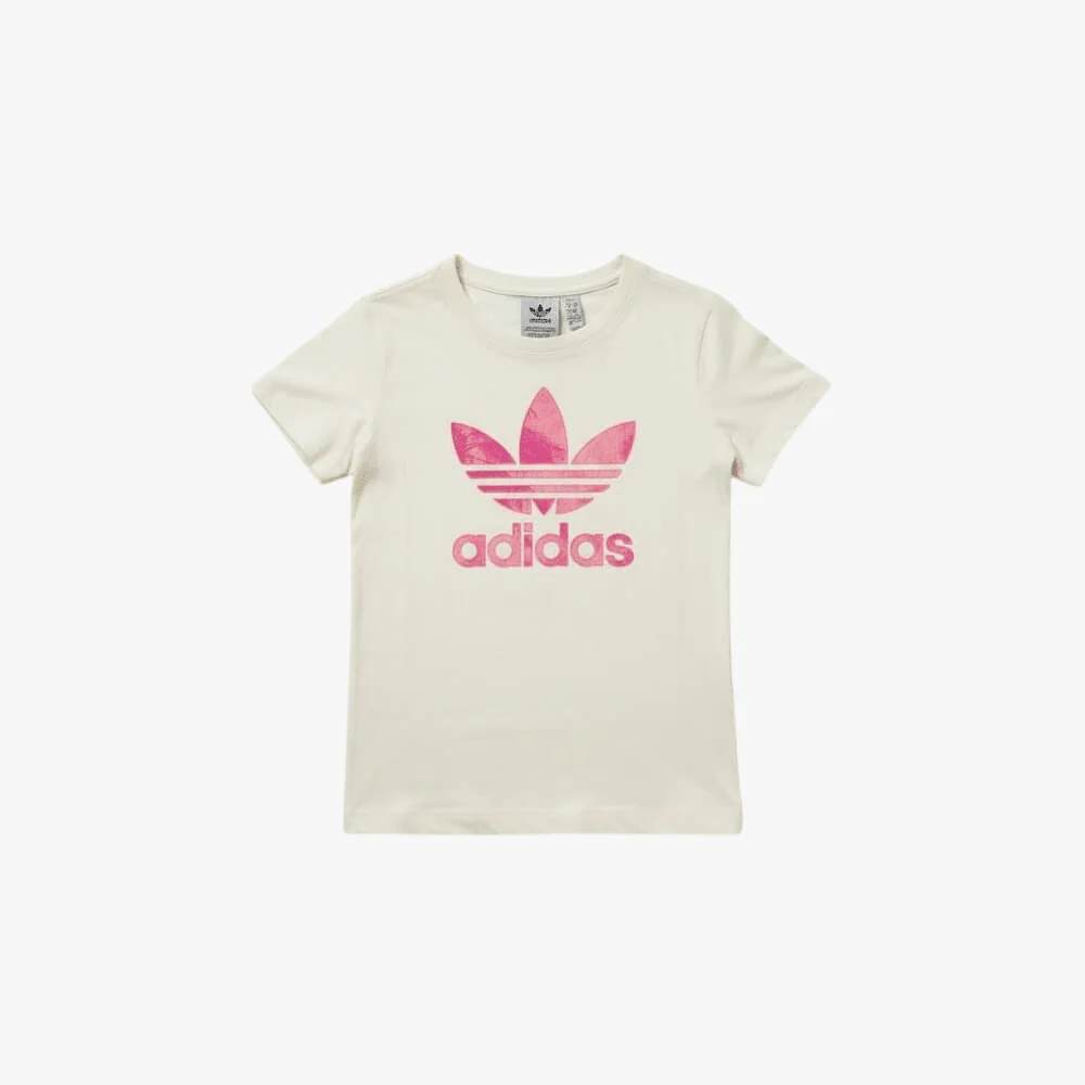 Adidas Girls Logo Play Tee Cream White