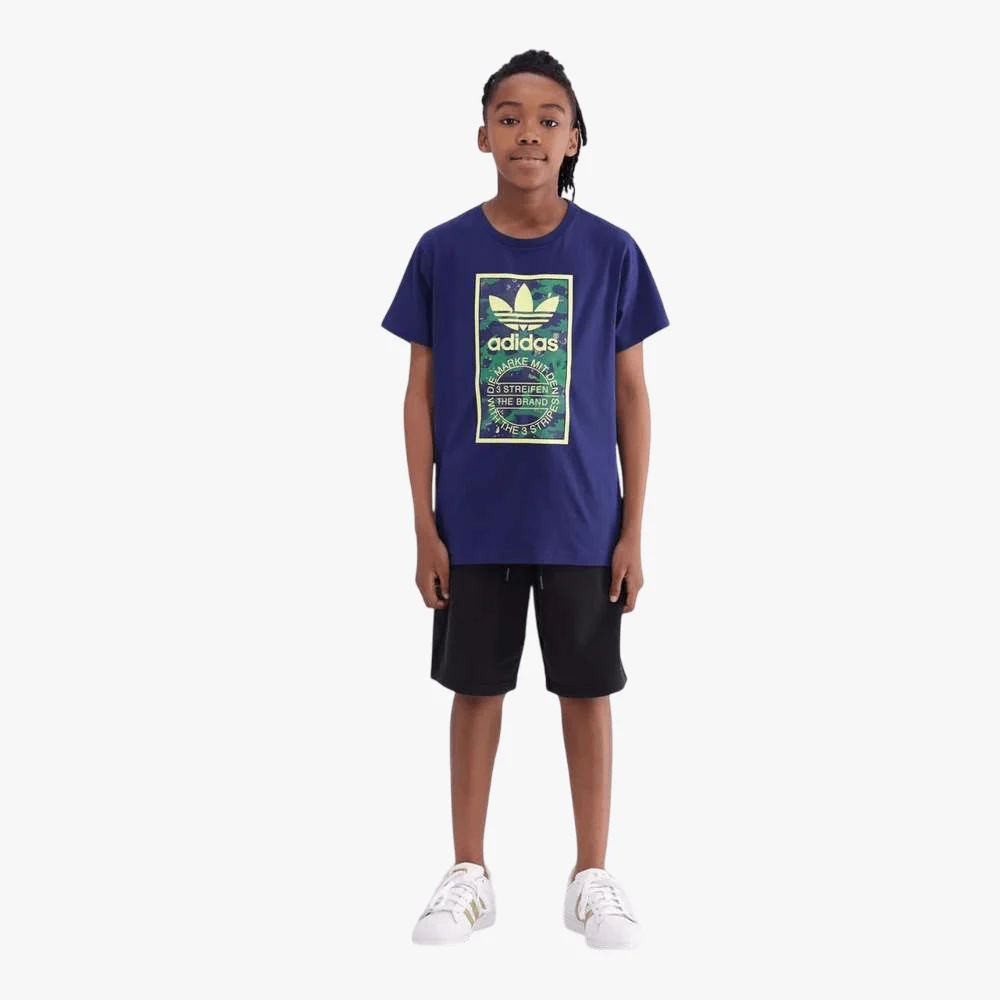 Adidas Kids Camo Tongue Short Sleeve Tee Blue