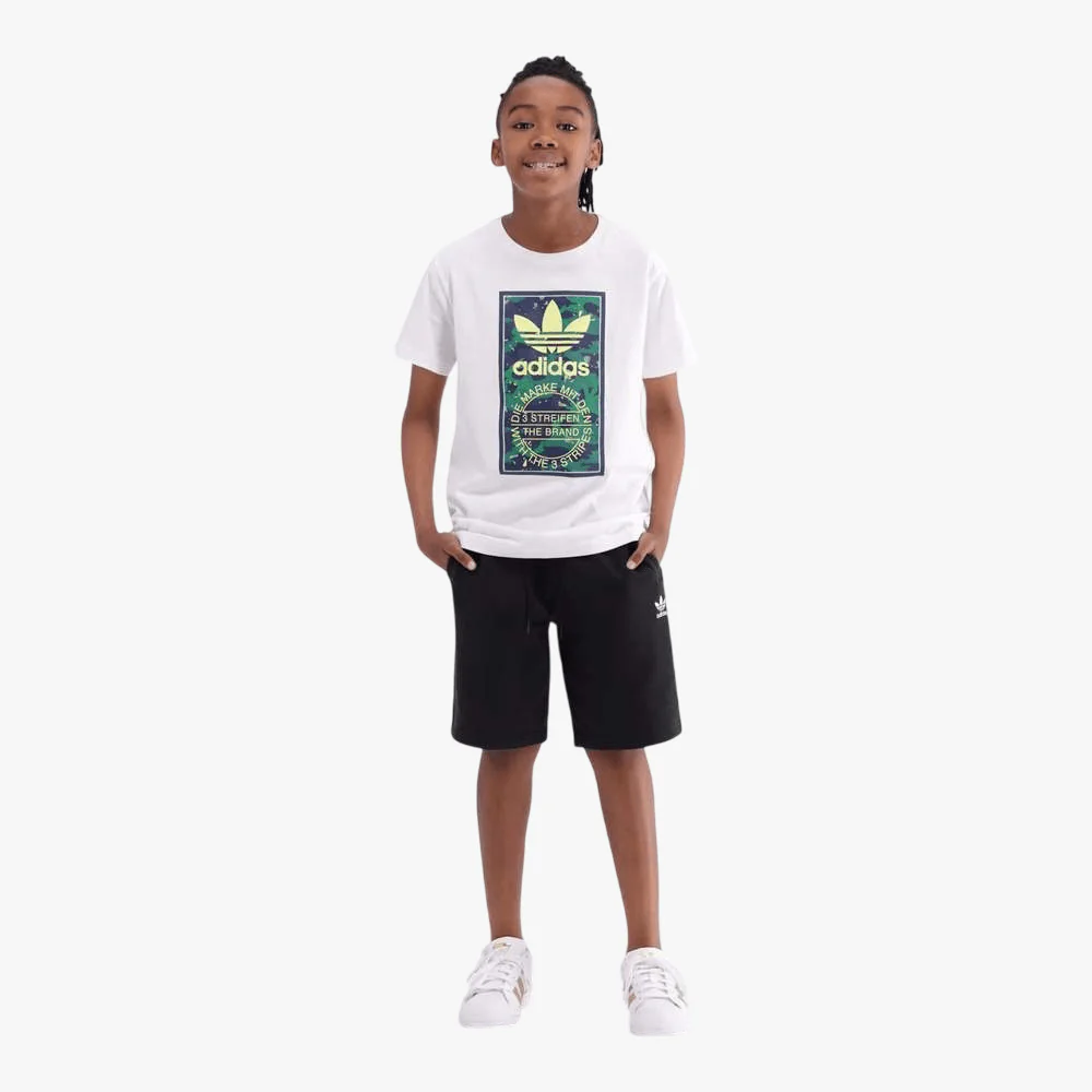Adidas Kids Camo Tongue Short Sleeve Tee White
