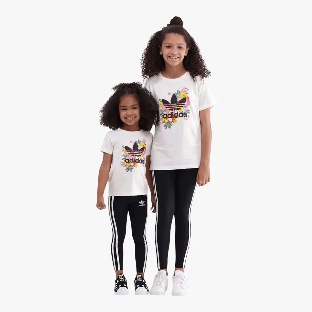 Adidas Kids Floral Short Sleeve Tee Cre White
