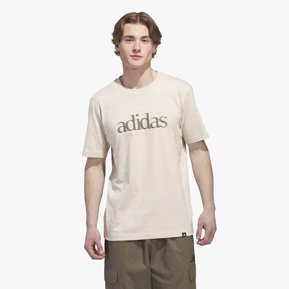 Adidas Mens Bl Wordmark Tee Crystal Linen