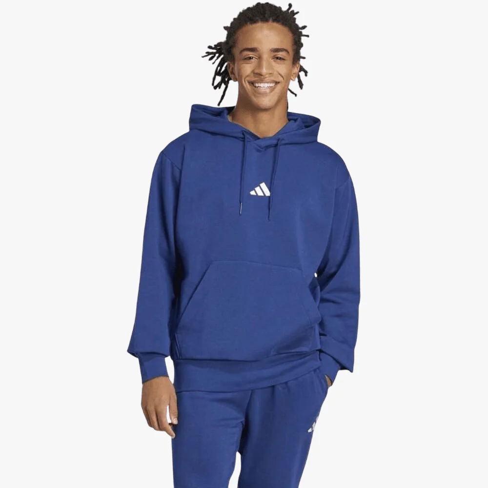 Adidas Mens Feelcozy Fl Hoodie Dk Blue