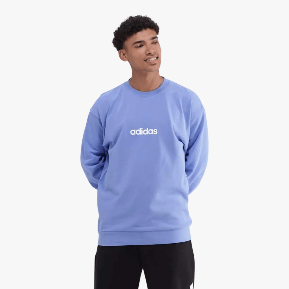 Adidas Mens Lin Fl Crew Sweater Blue