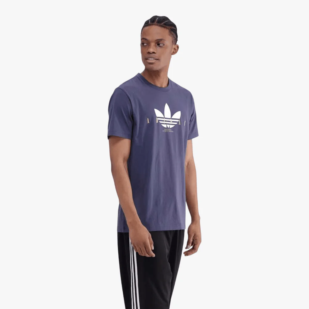 Adidas Mens Trefoil Script Short Sleeve Tee Shadow