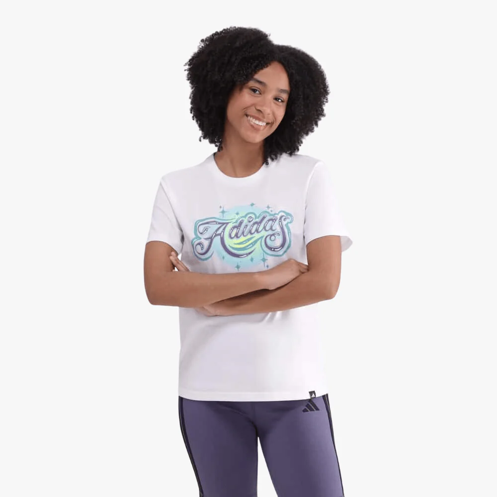 Adidas Womens Airbrush Short Sleeve Tee White