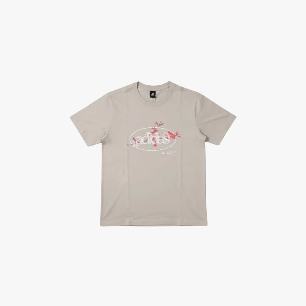 Adidas Womens Elem Floral Short Sleeve Tee Beige