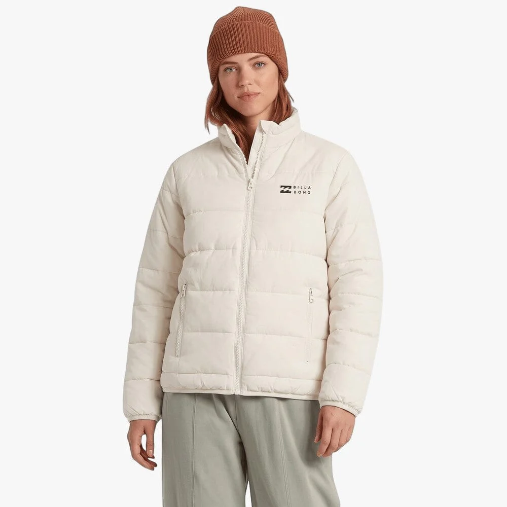 Billabong Womens Full Zip Puffer Jacket Salt Crystal