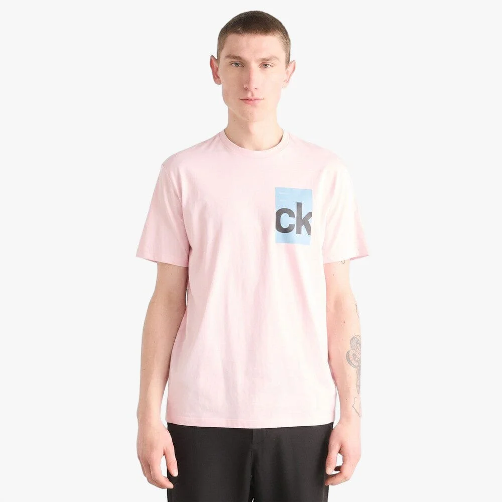 Calvin Klein Mens Box Graphic Tee Pink