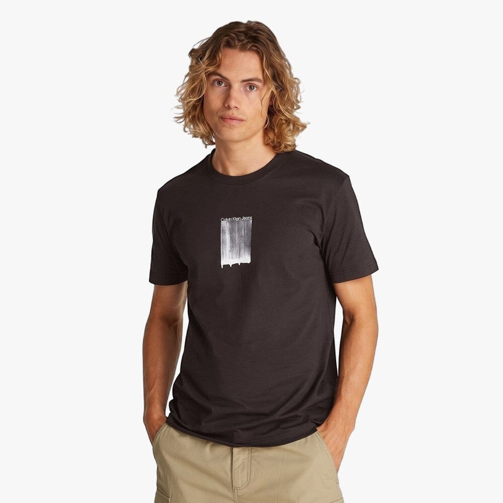 Calvin Klein Mens Brush Stroke Logo Tee Black