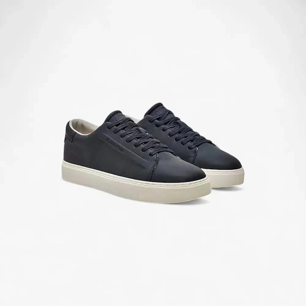 Calvin Klein Mens #Ck Ftw Low Top Lace Up Lth Sneaker Black White - Image 3
