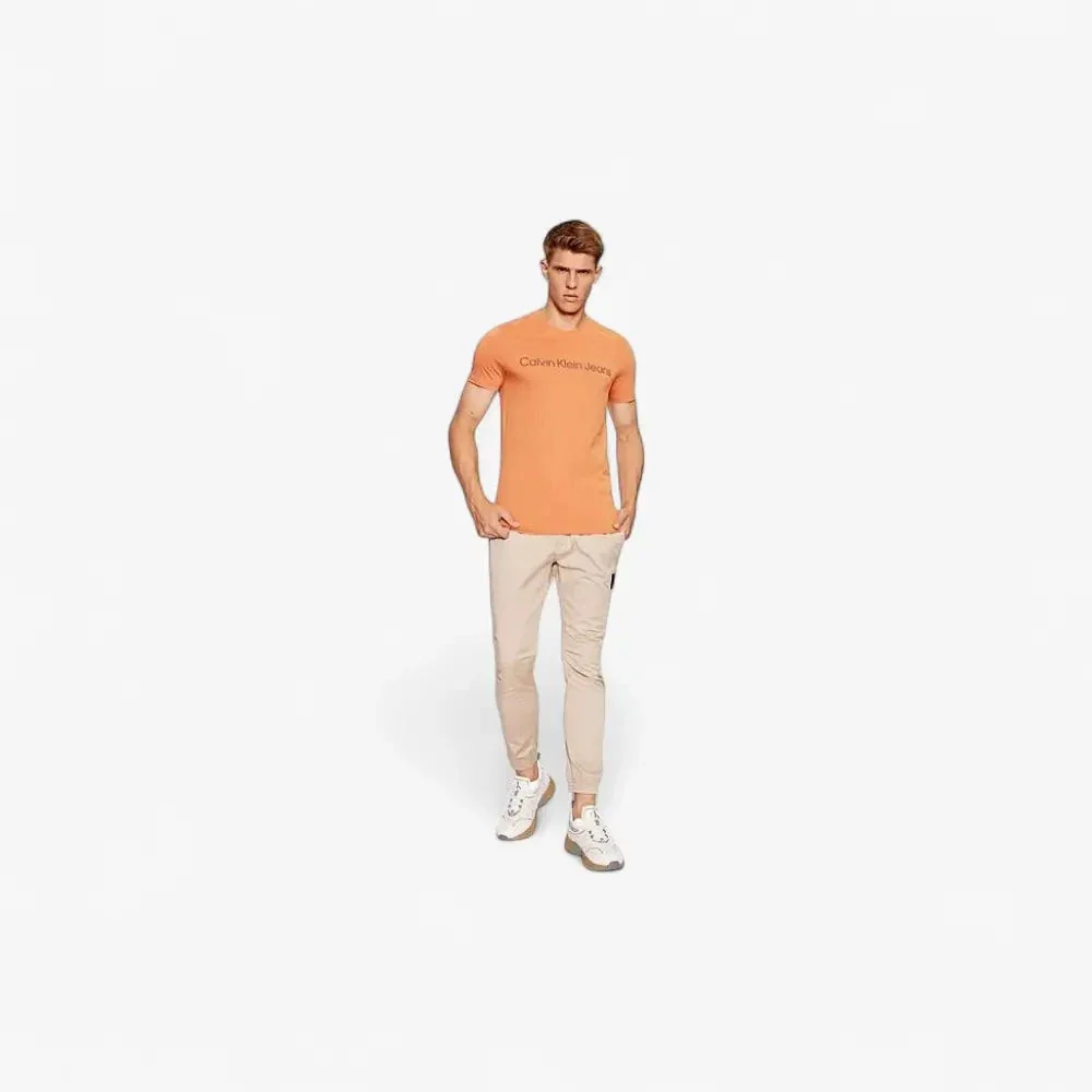 Calvin Klein Mens Institutional Logo Short Sleeve Tee Burnt Orange