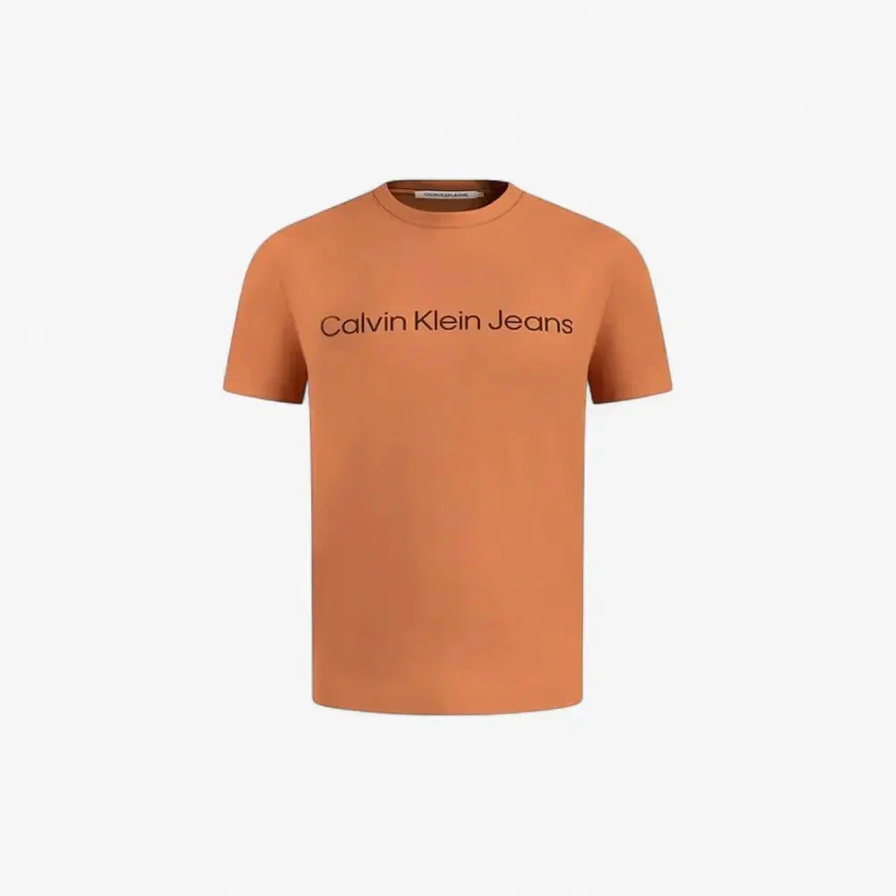 Calvin Klein Mens Institutional Logo Short Sleeve Tee Burnt Orange - Image 4