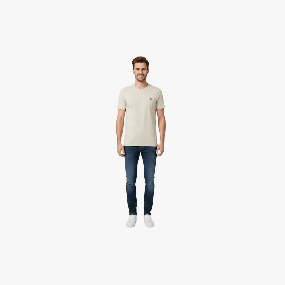 Calvin Klein Mens Mono Logo Short Sleeve Tee Brown