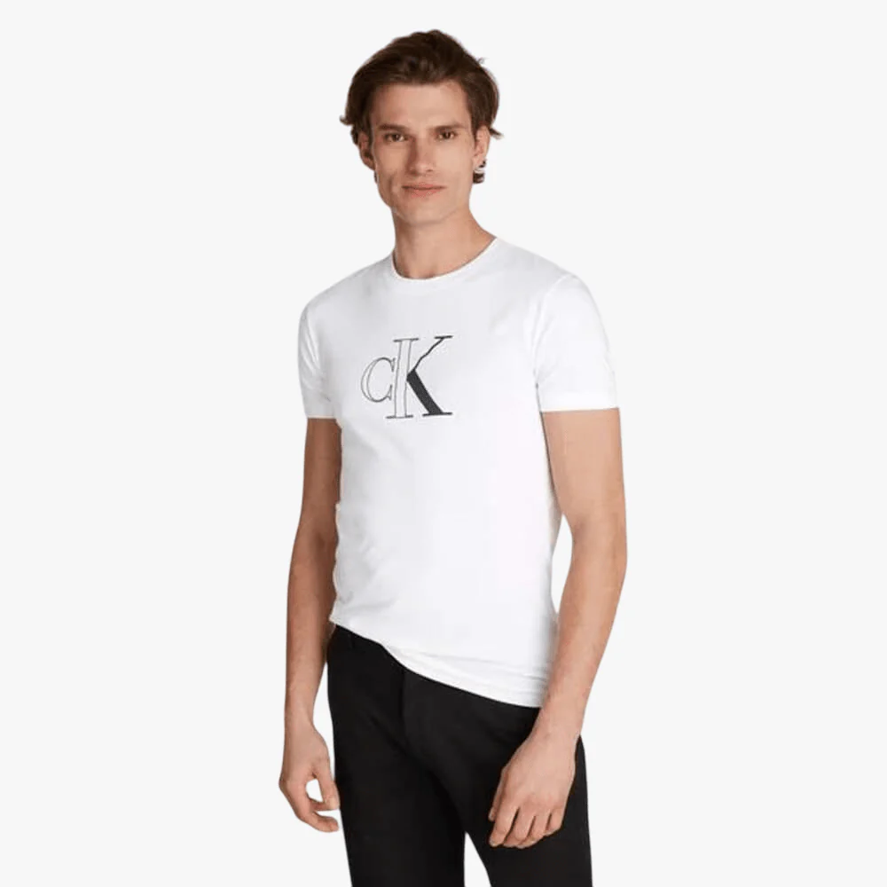 Calvin Klein Mens Outline Monologo Tee White