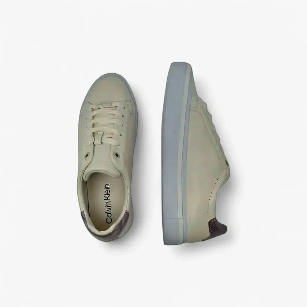 Calvin Klein Womens #Ck Vulc Lace Up Sneaker White Violet - Image 5