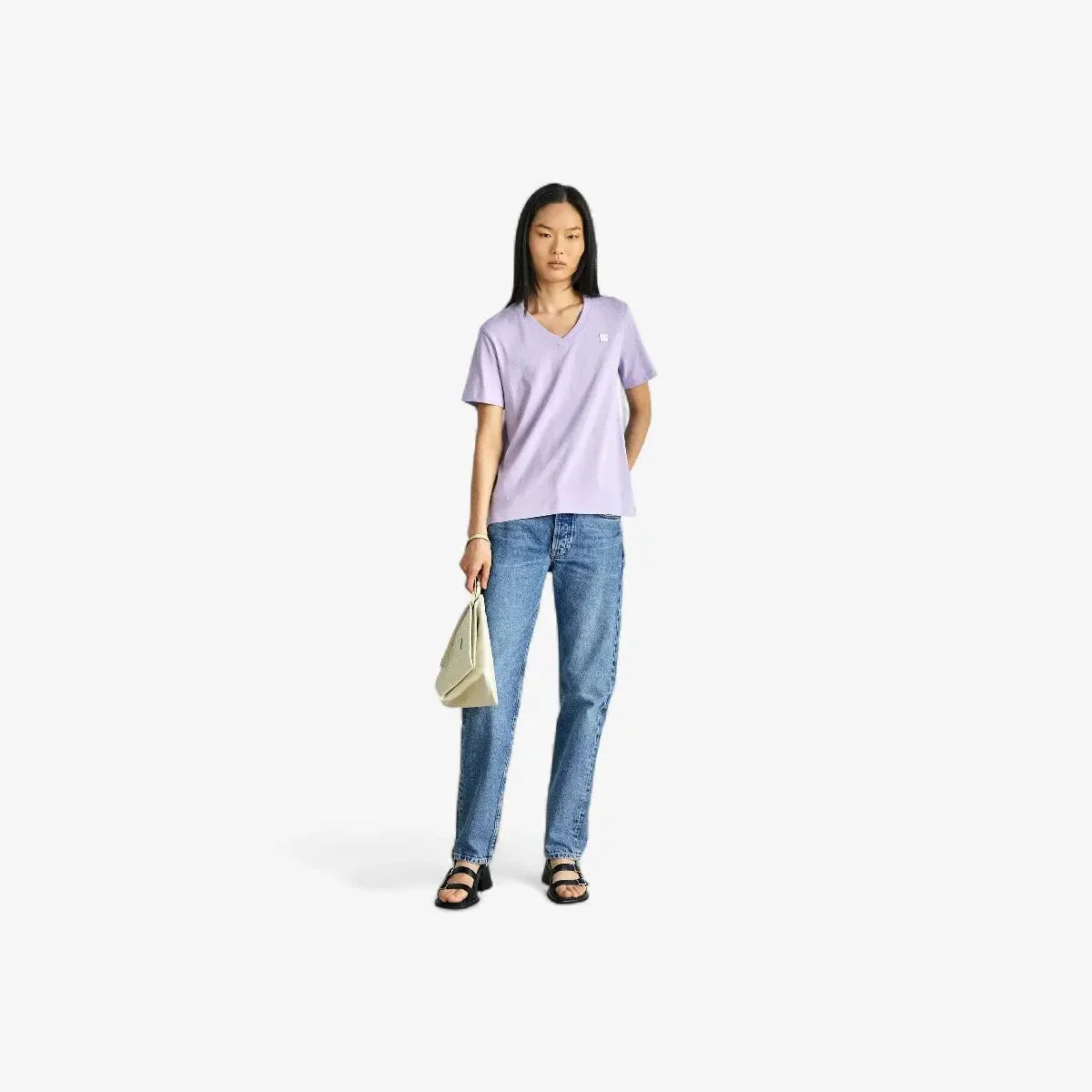 Calvin Klein Womens #Ckj Ck Embro Badge V-Neck Tee Lilac