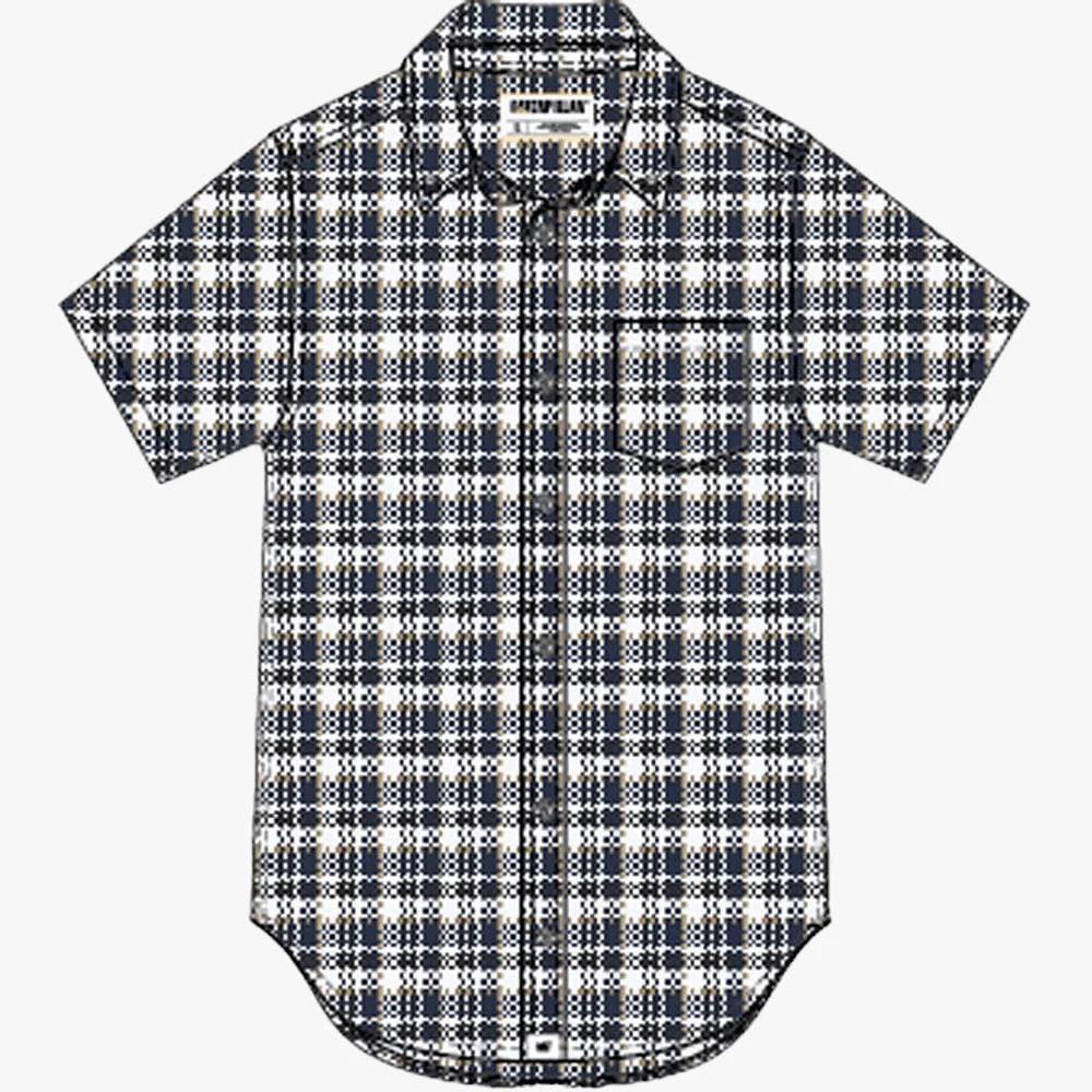 Caterpillar Mens Foundation Light Short Sleeve Shirt Detroit Blue Kelp