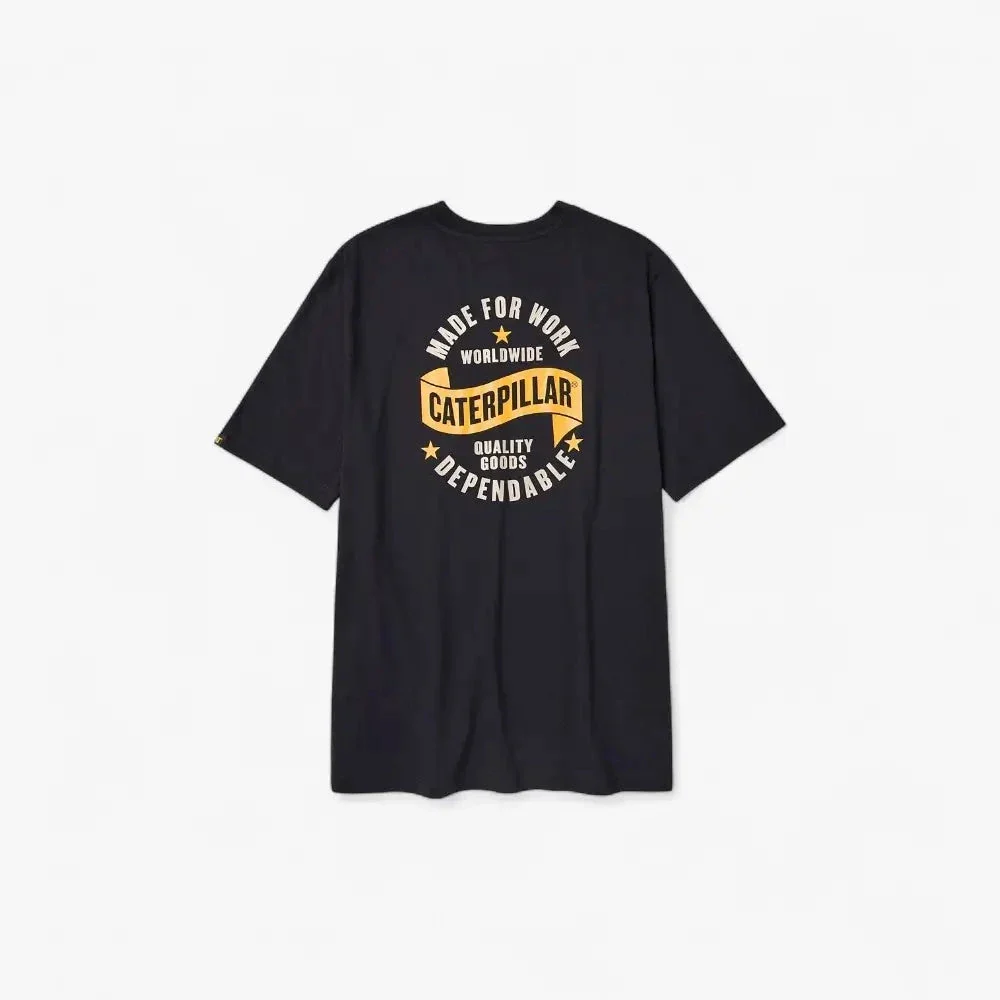 Caterpillar Mens Graphic Short Sleeve Tee Black - Image 2