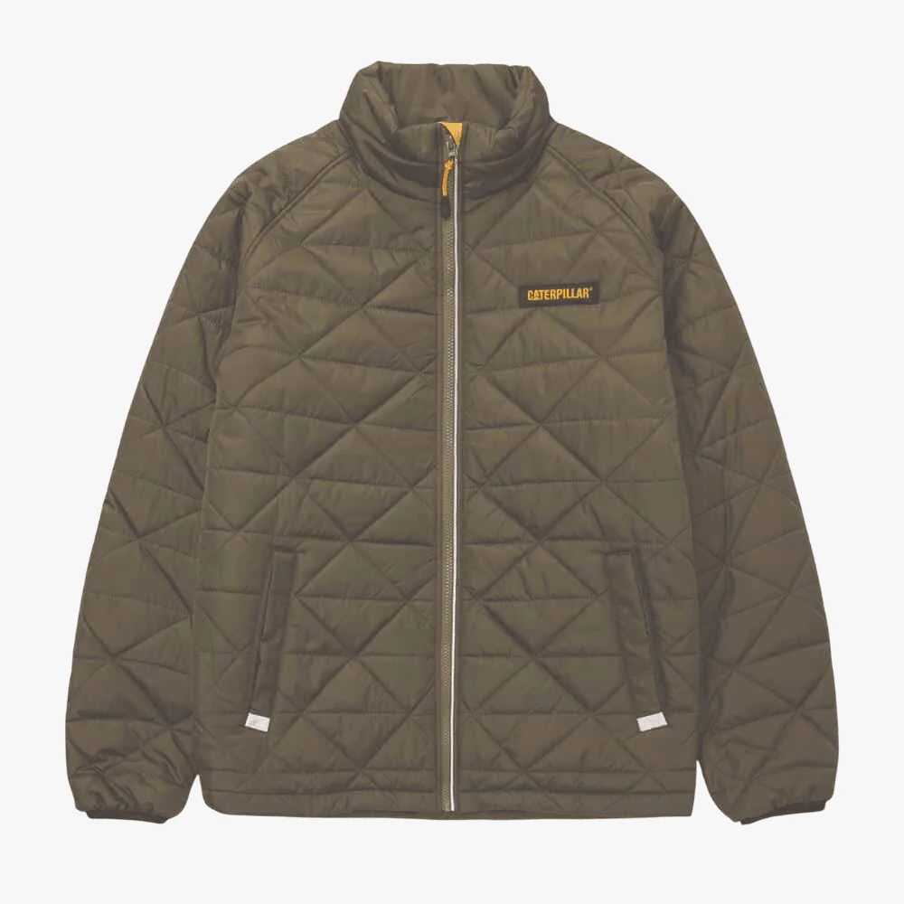 Caterpillar Mens Medium Weight Insulated Triangle Quilted Jacket Dusty Olive