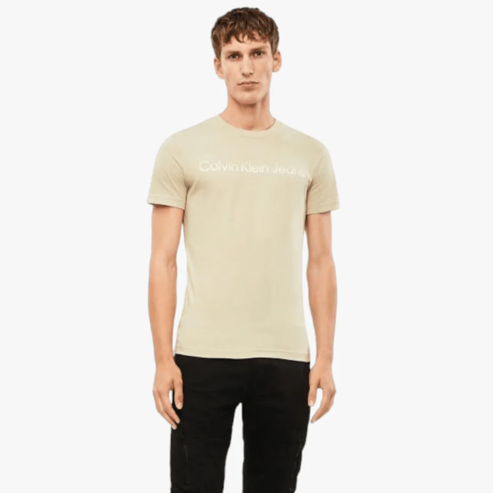 Ck Mens Mixed Institutional Tee Light Green