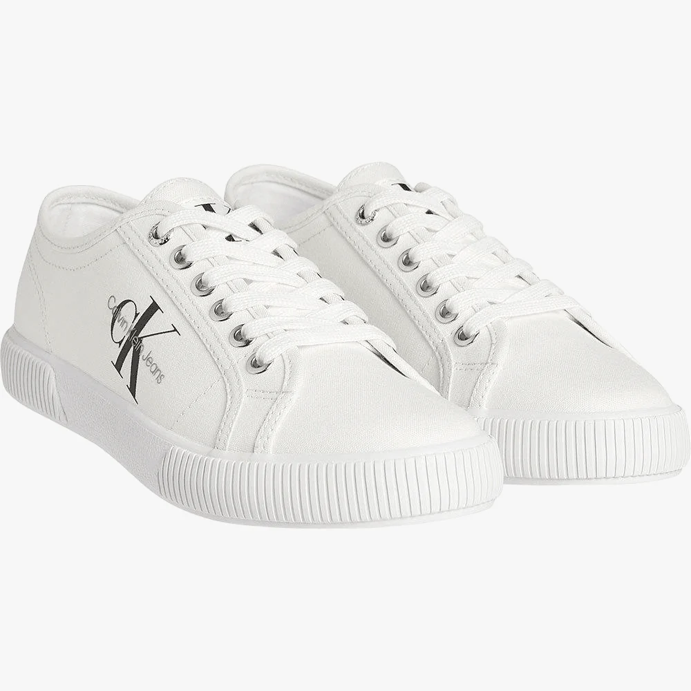Ck Mens Skater Vulcanized Laceup Rcotton Sneaker White