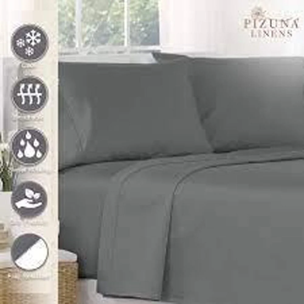 Cotton Co 400 Thread Queen Flat Sheet 250X270 Grey