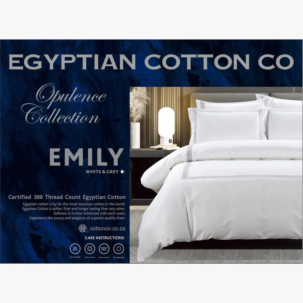 Cotton Co Opulence Emily Queen 300 Thread Count Duvet Cover Set White