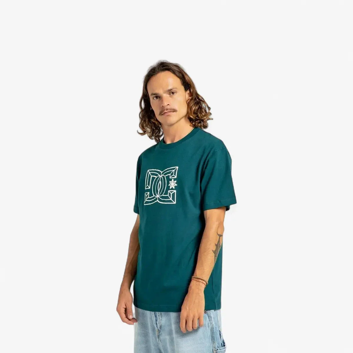 Dc Mens Outline Star Short Sleeve Tee Deep Teal - Image 2