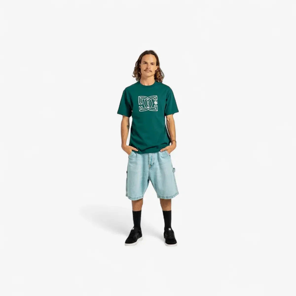 Dc Mens Outline Star Short Sleeve Tee Deep Teal - Image 4