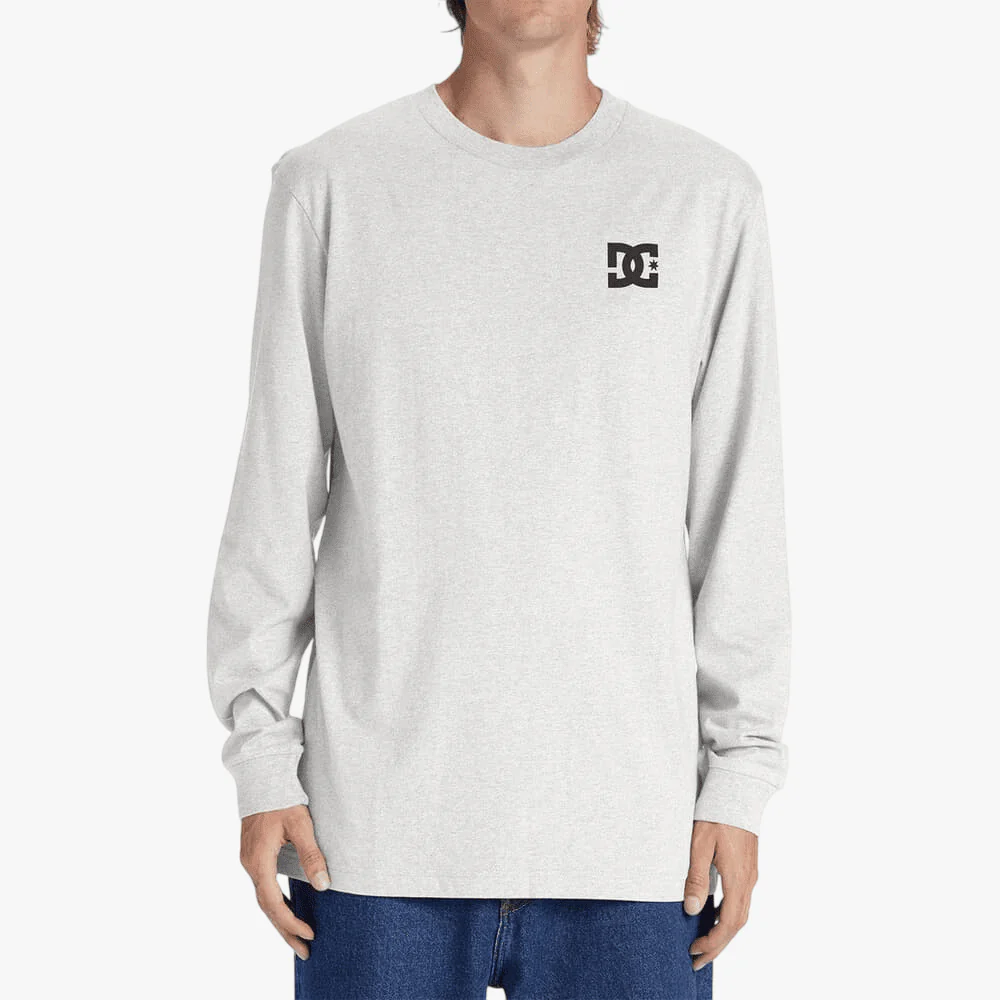 Dc Mens Star Long Sleeve Tee Snow Heather