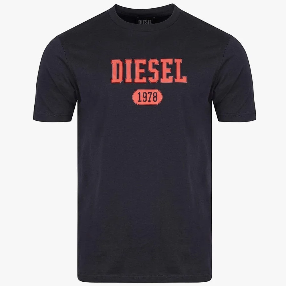Diesel Mens Logo Varsity Tee 81E Navy