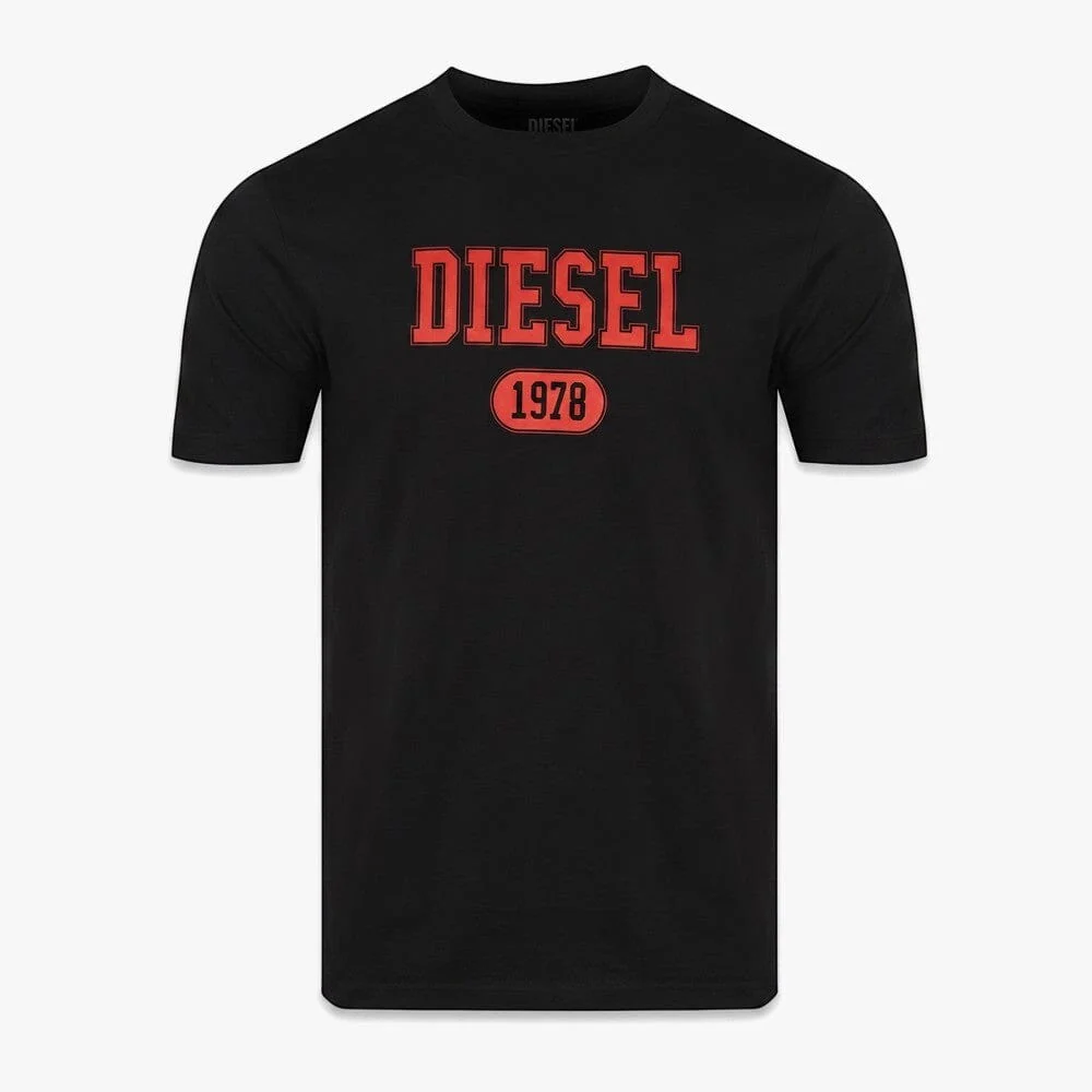 Diesel Mens Logo Varsity Tee  900 Black