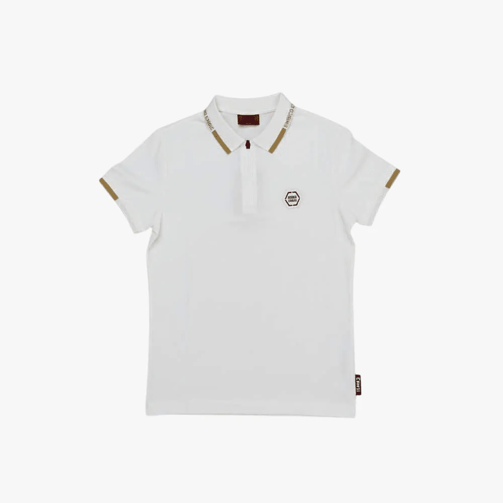 Enrico Coveri Mens Short Sleeve Golfer Off White