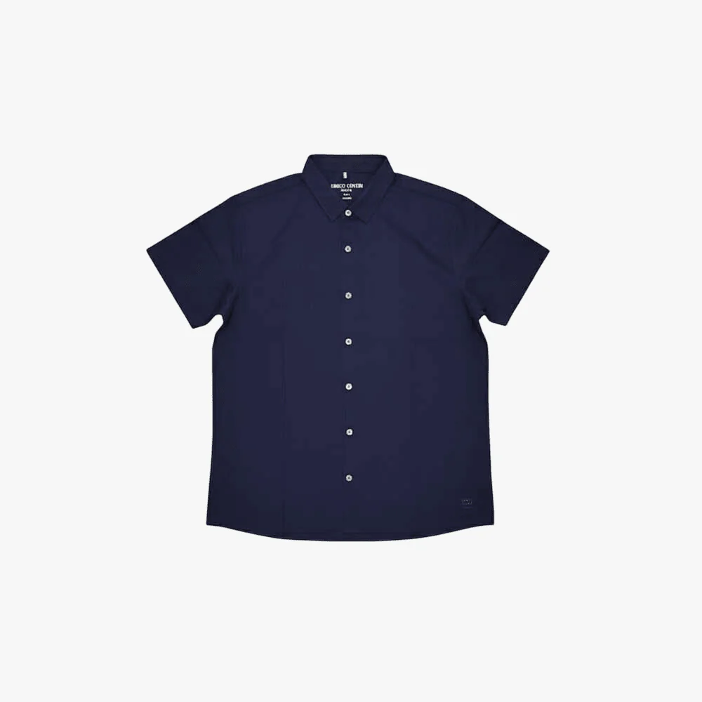 Enrico Coveri Roma Short Sleeve Button Up Golfer Dark Sapphire