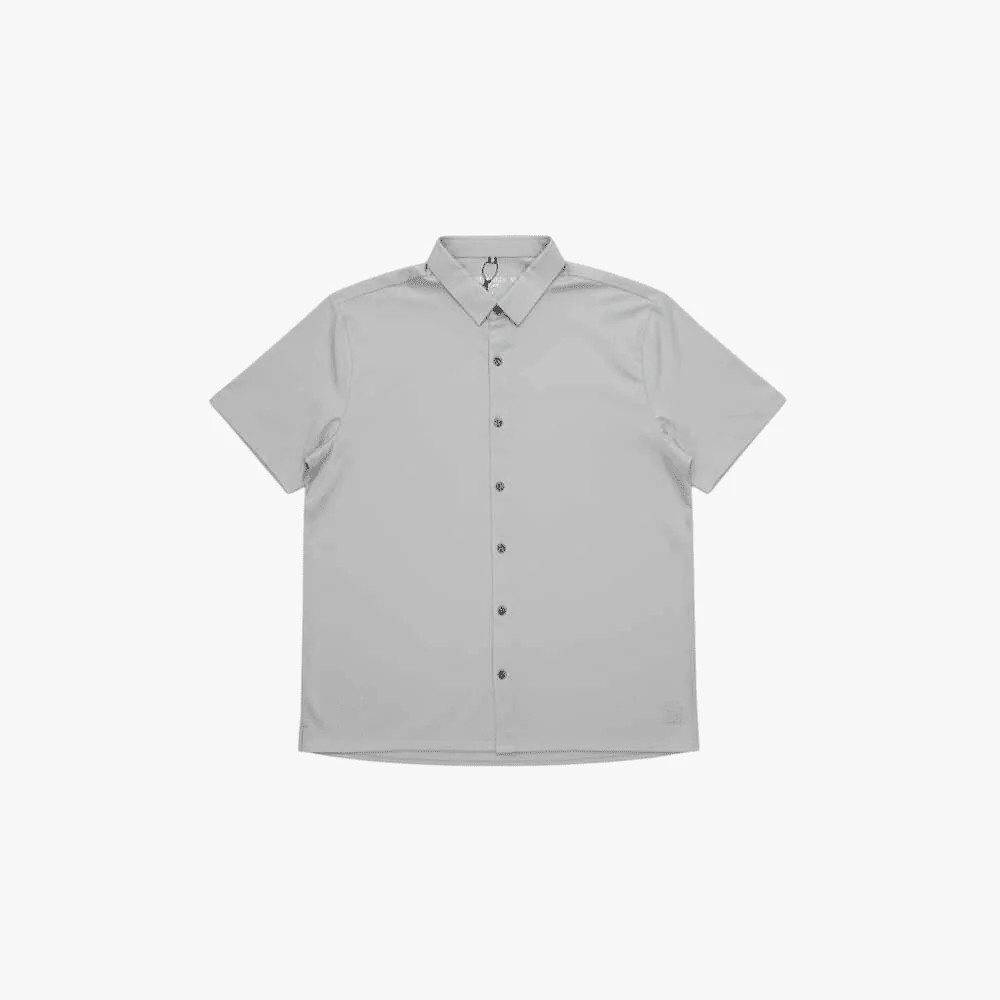 Enrico Coveri Roma Short Sleeve Button Up Golfer Silver