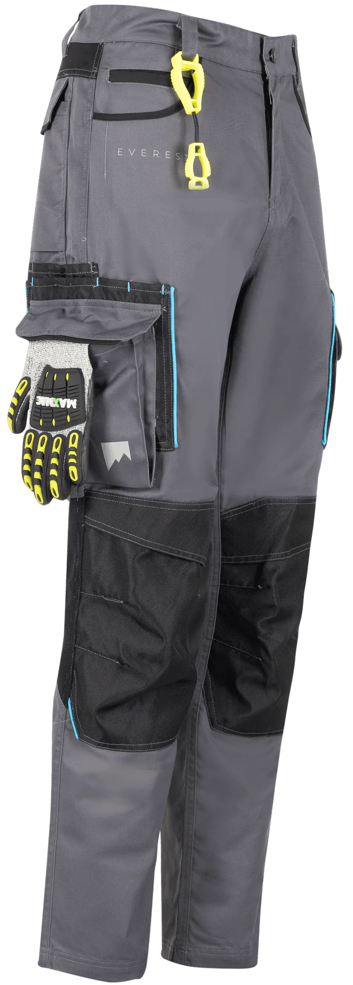 Everest Mens Protrek Cargo Tech Pants Grey Black - Image 2