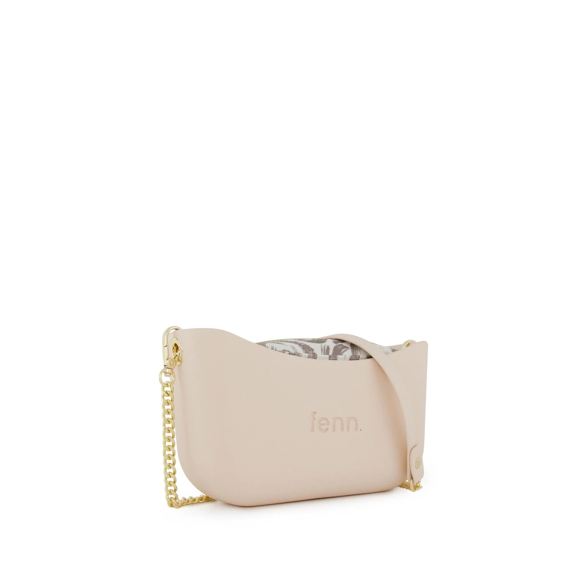 Fenn Classic Handbag Nude P102-2 Inner Gold Zip Nude/ Gold Chain Handle - Image 2