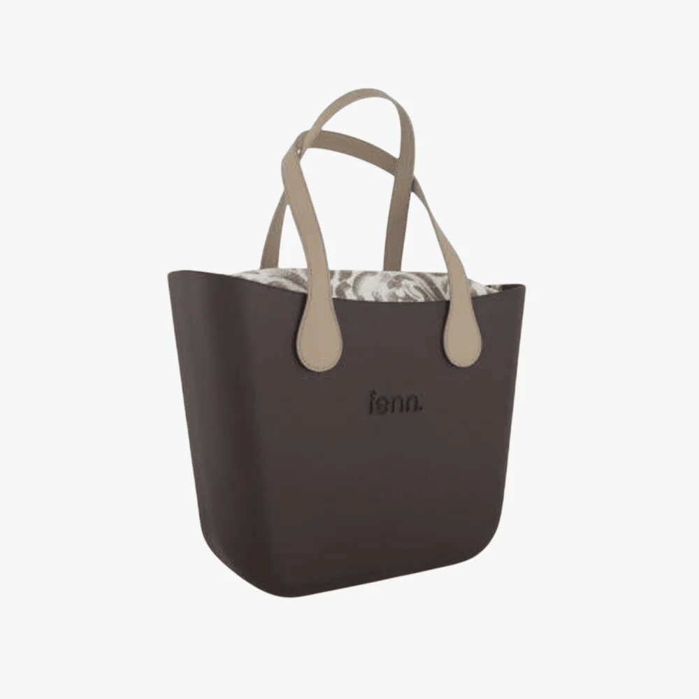 Fenn Original  Chocolate Handbag P102 Inner Gold Zip Light Stone Handle