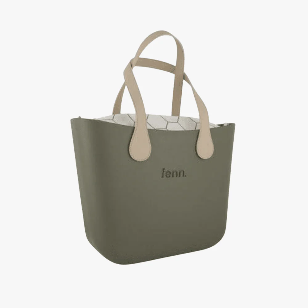 Fenn Original Watercress Handbag P116 Inner Gold Zip Light Stone Handle