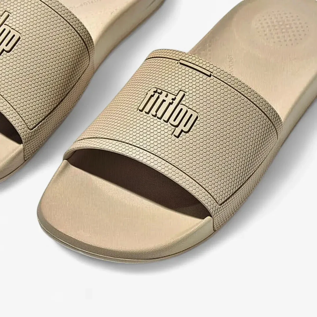 Fit Flop Mens Slides Stone Beige