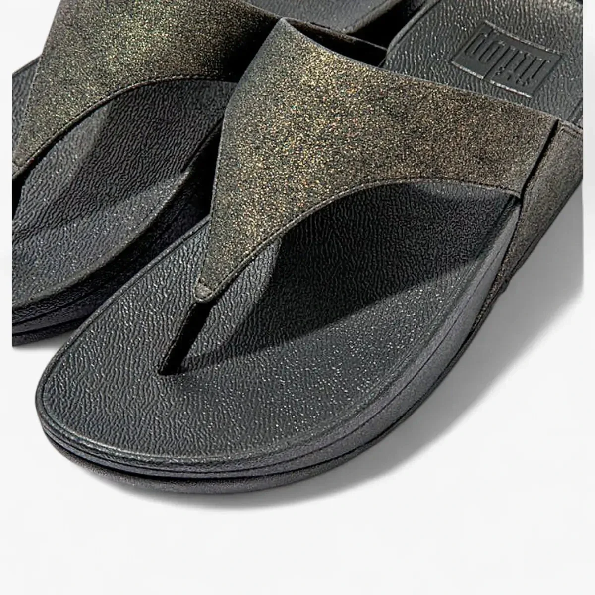 Fit Flop Womens Lulu Shimmer Wedge Sandal All Black - Image 2