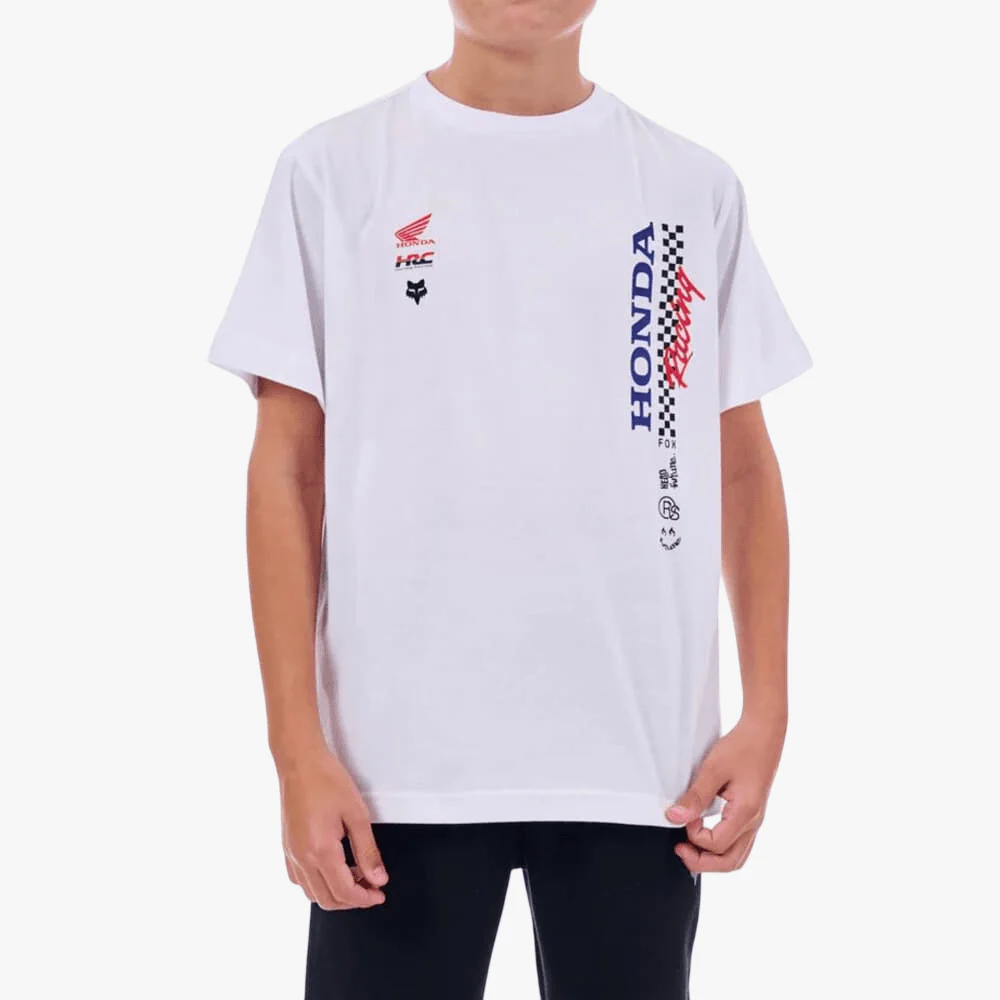 Fox Boys Honda Checkered Tee White