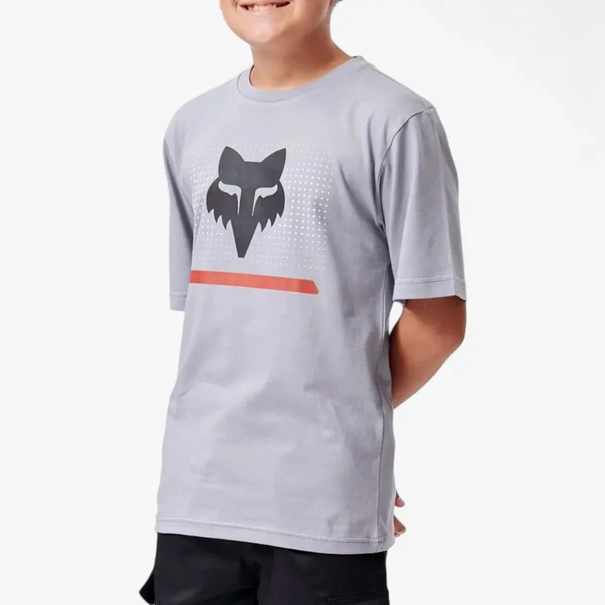Fox Boys Optical Illusion Short Sleeve Tee Tradewinds Grey - Image 2