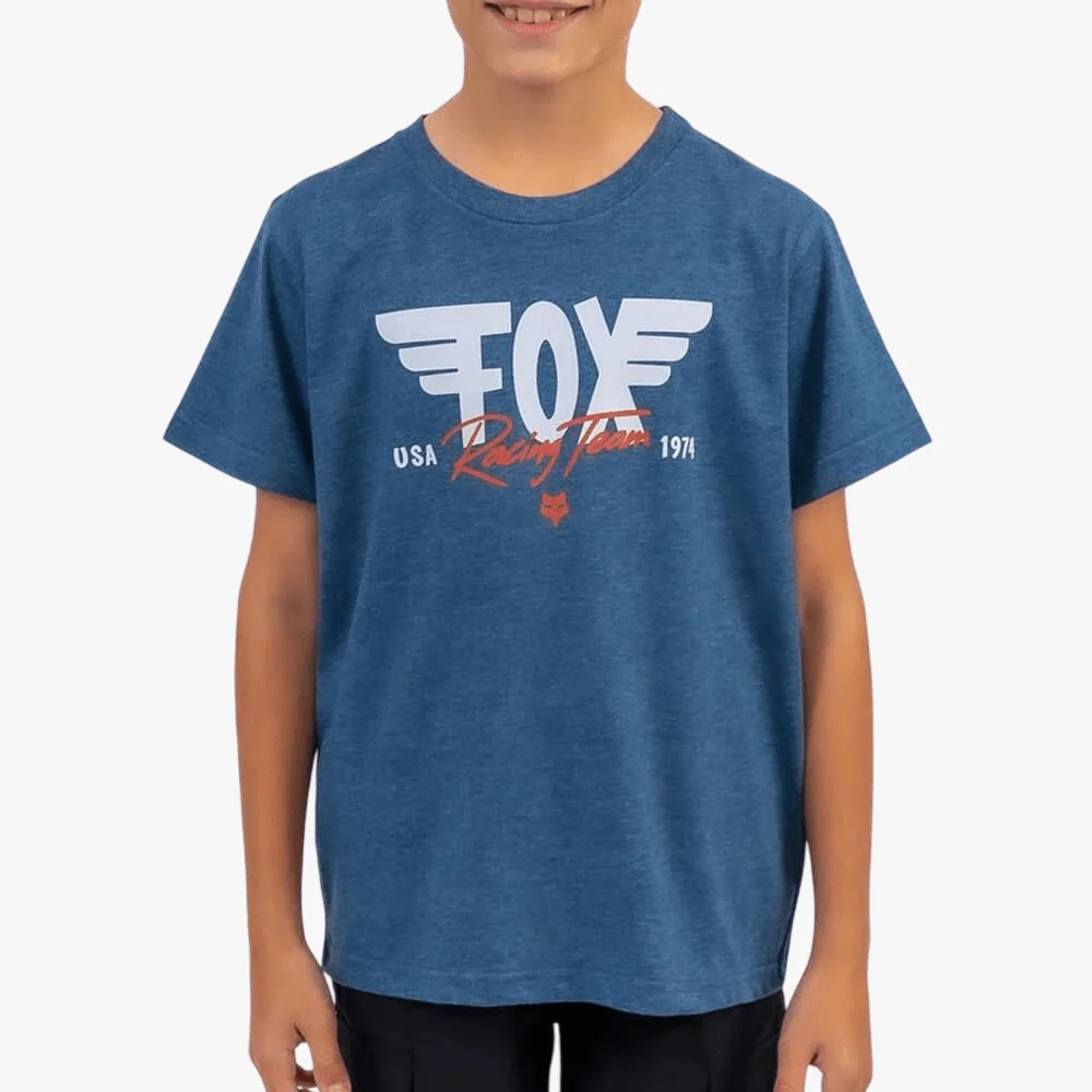 Fox Boys Winged Short Sleeve Tee Heather Navy