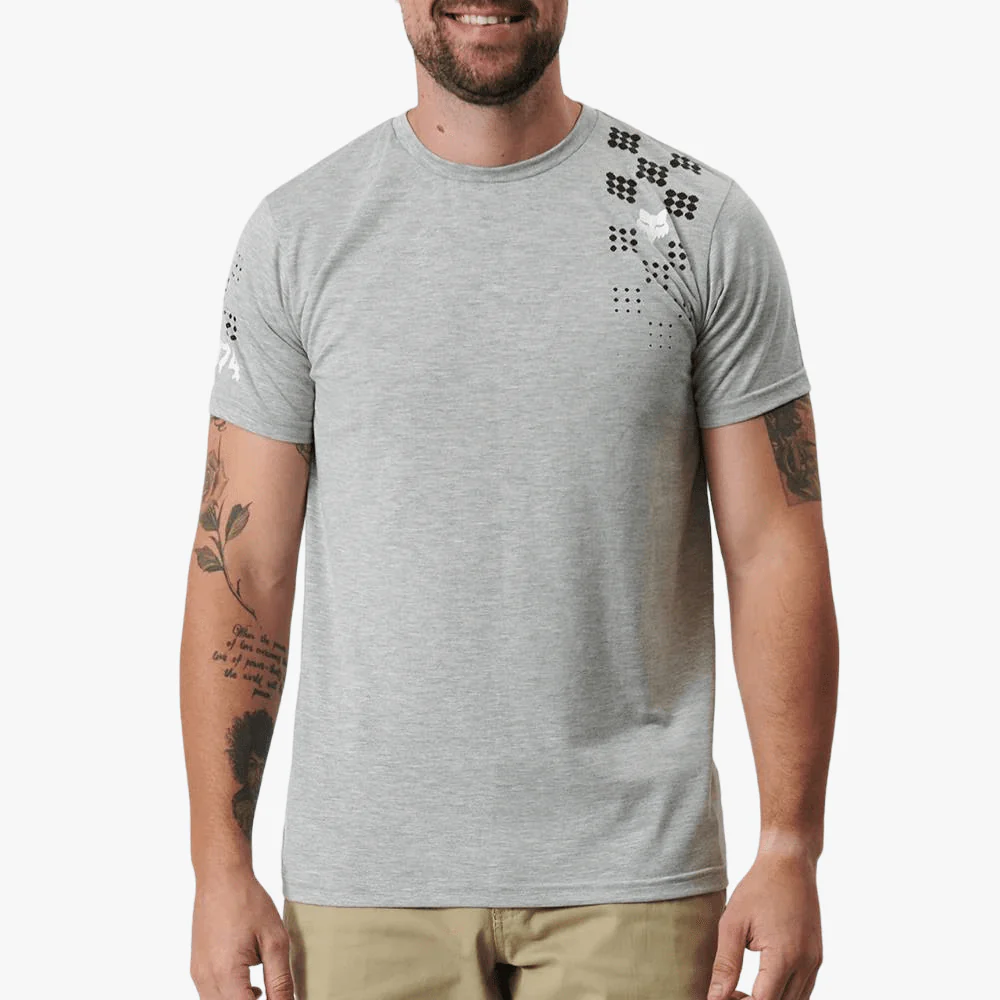 Fox Mens Check It Short Sleeve Tee Heather Dirt Grey