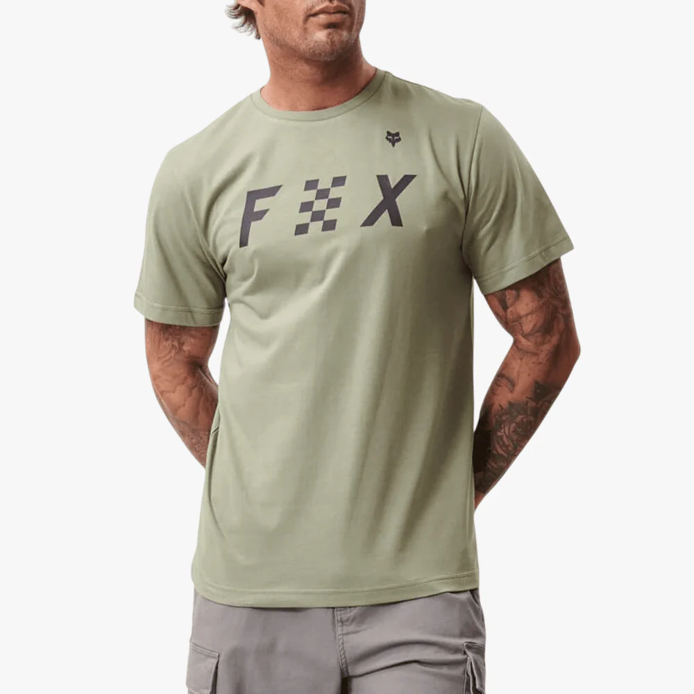 Fox Mens Checkered Short Sleeve Tee Agave Green