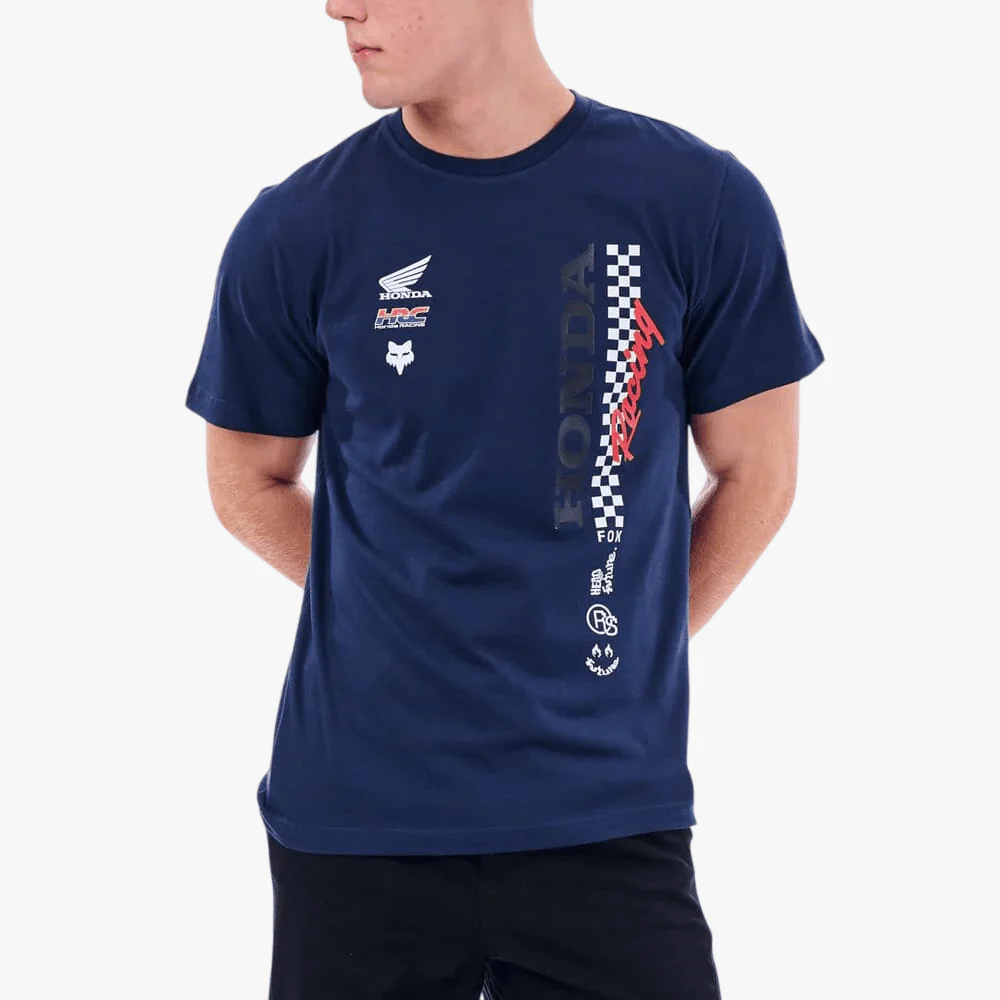 Fox Mens Honda Checkered Tee Summit Navy