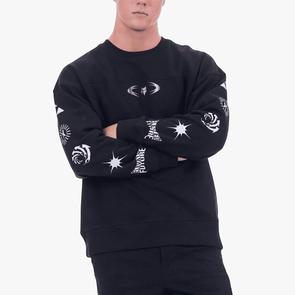 Fox Mens Image Crew Fleece Sweater Black