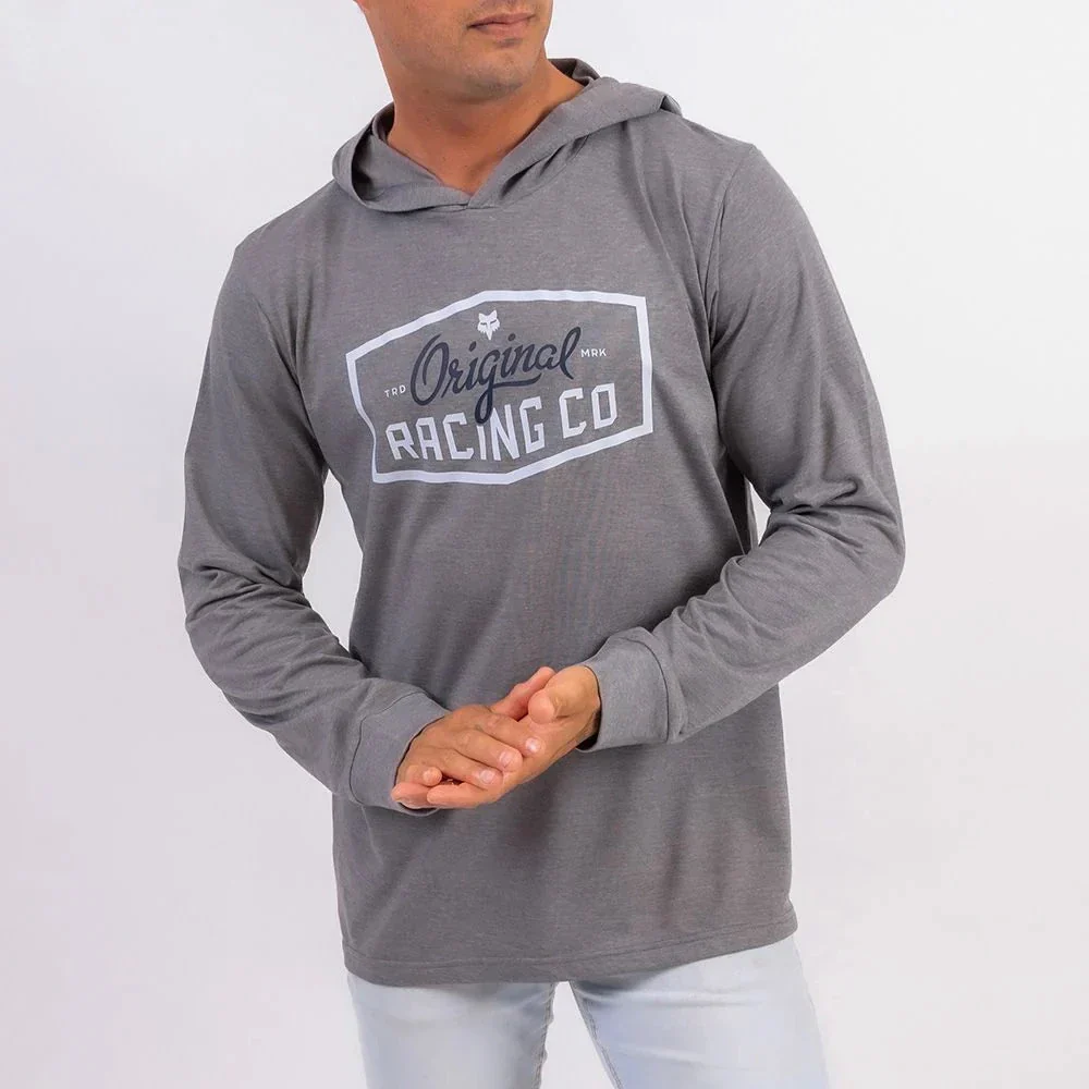 Fox Mens Sign Up Hooded Long Sleeve Top Heather Graphite