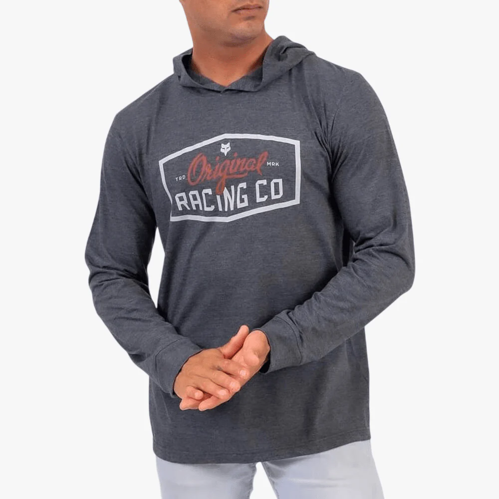 Fox Mens Sign Up Hooded Long Sleeve Top Heather Graphite - Image 2